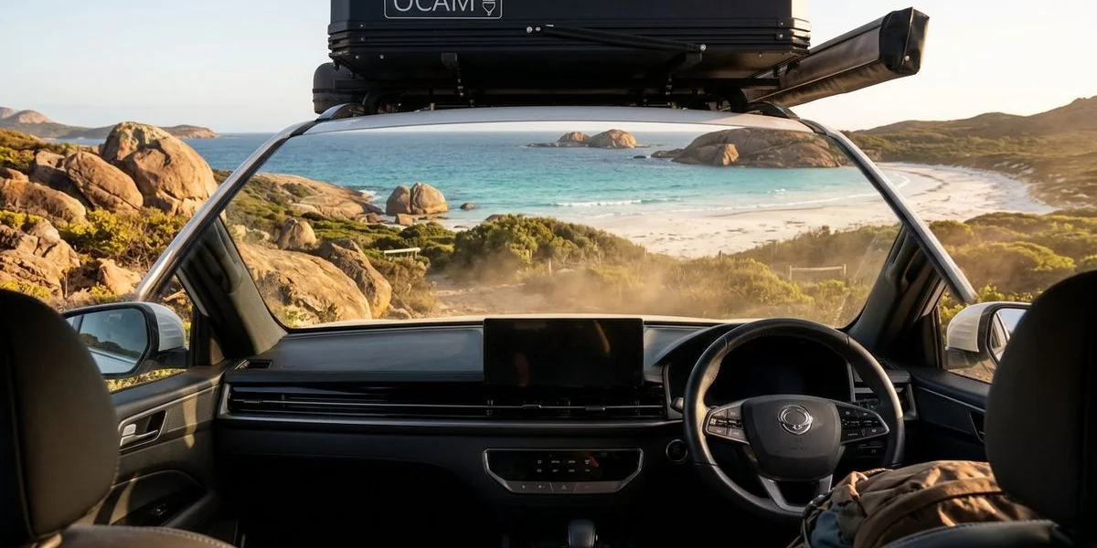 Dramatic granite headlands and turquoise water at Cape Le Grand National Park near Esperance with rugged coastal walking trail visible